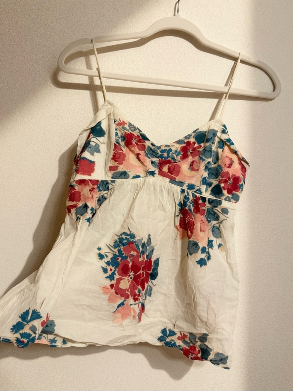 American Eagle Womens Y2K Floral Babydoll Cami Top Size M White Cottagecore Boho